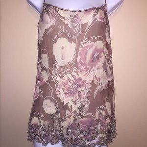 Beaded floral tank top